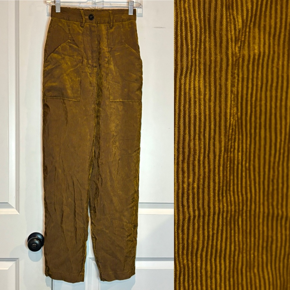 Forte Forte Rust Ribbed Velvet High Waist Trouser Pants 0